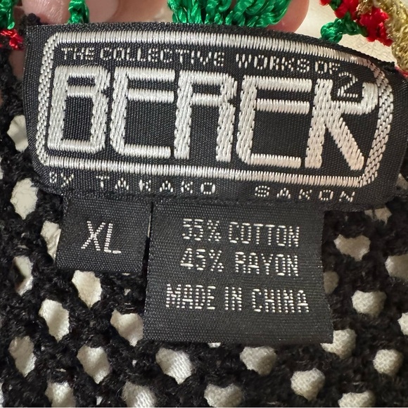 Berek Crocheted Beaded Short Holiday Christmas Cardigan Sweater Black Gold XL - Picture 7 of 7